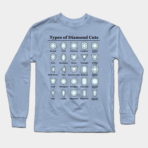 Types of Diamond Cuts Long Sleeve T-Shirt by BowTy Productions